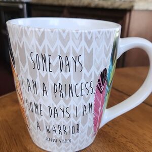 Boston Warehouse White and Pink Geometric Mug